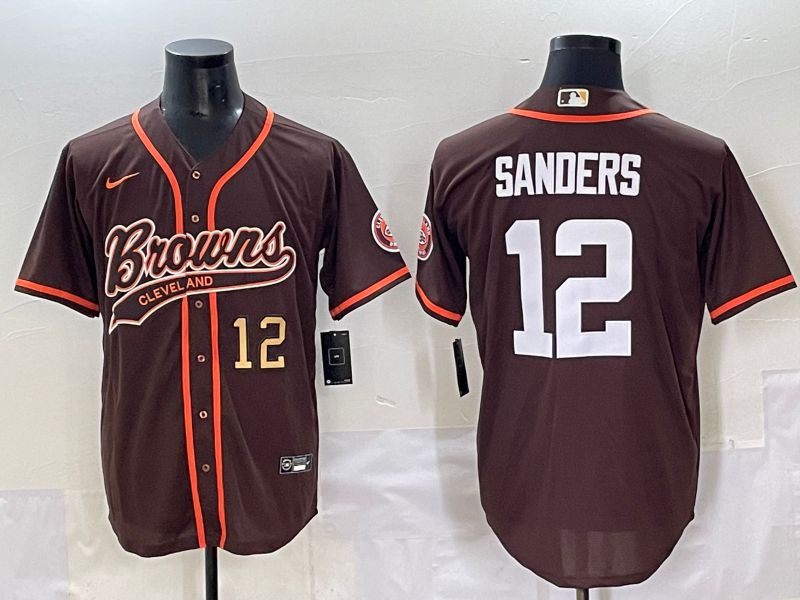 Men 2025 Cleveland Browns 12 Sanders Brown Joint Name Nike Limited NFL Jersey style 2